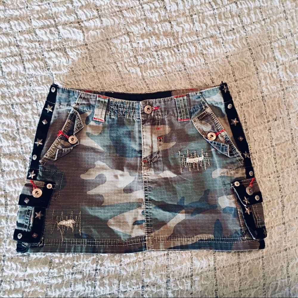 Studded Camo Mini Skirt